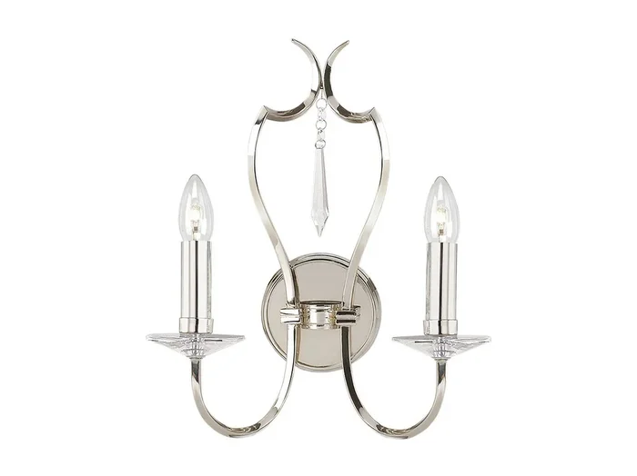 Elstead Pimlico 2 ljus inomhusljus vägglampa polerad nickel, E14