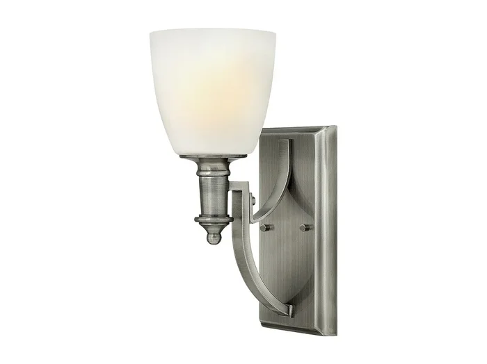 Elstead Truman 1 ljus vägglampa Antik Nickelglasskärm, E27