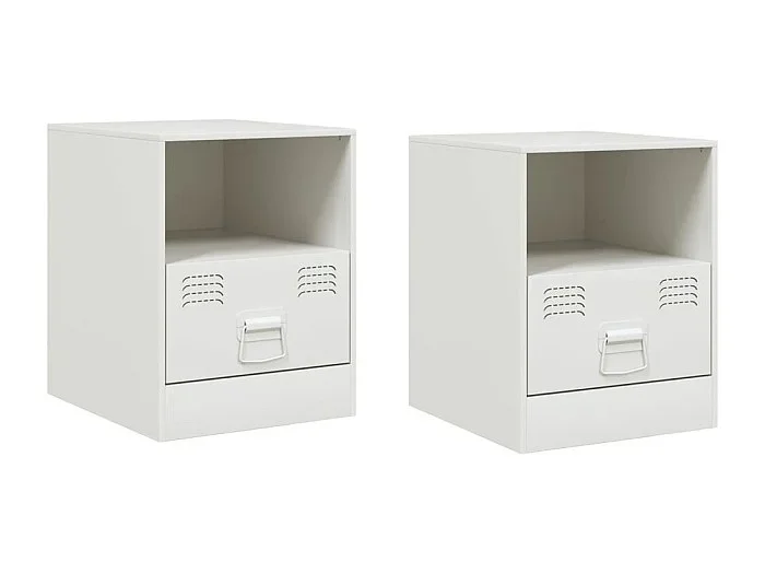 Elthor Mesitas de noche 2 unidades acero blanco 34,5x39x44 cm