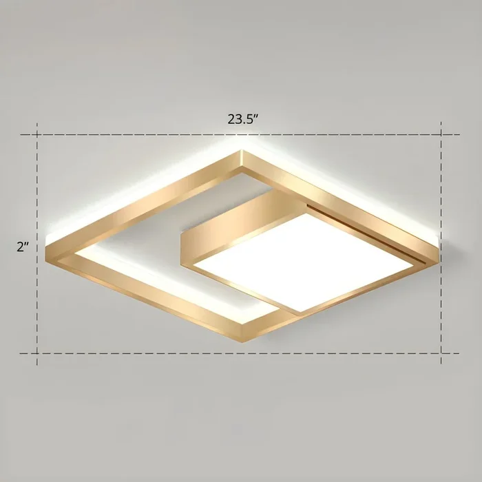 Empalme Luminaria de Techo Cuadrada de Metal Luz de Techo LED Modenista en Dorado para Cuarto – 220 A 240 V Dorado 59,69 cm Blanco