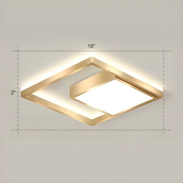 Empalme Luminaria de Techo Cuadrada de Metal Luz de Techo LED Modenista en Dorado para Cuarto – 110 A 120 V Dorado 40,64 cm Atenuación continua