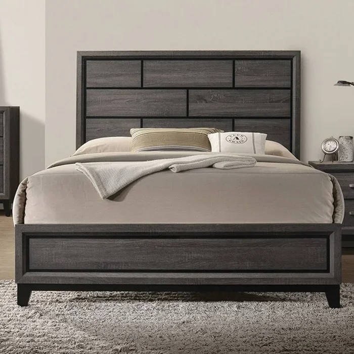Errico Gray King Panel Bed