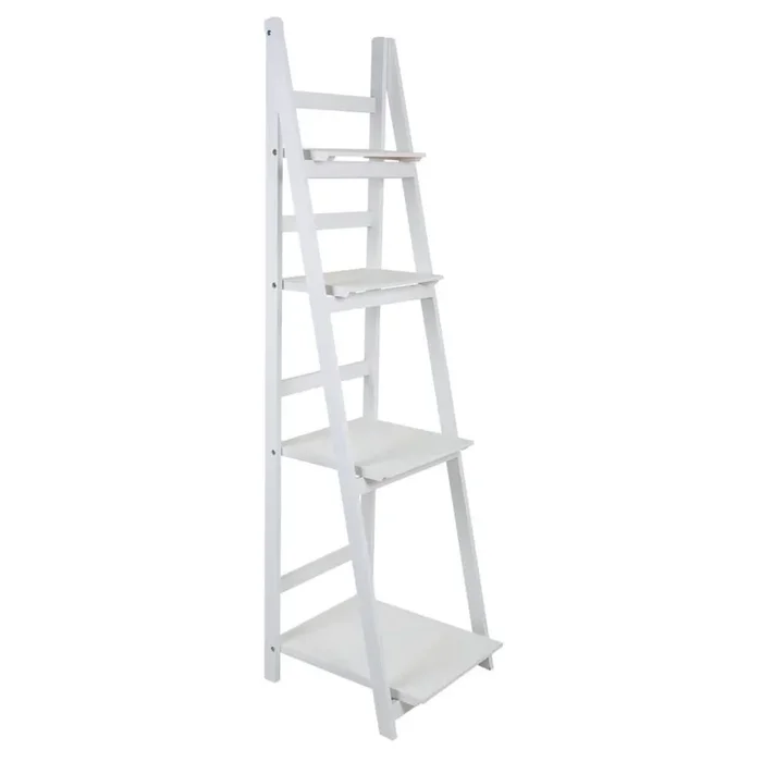 Escalera estantería de madera lacado blanca 41x38x150h cm