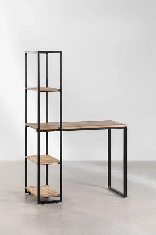 Escritorio con Estantería en Madera de Mango Jeffers Madera Mango – SKLUM