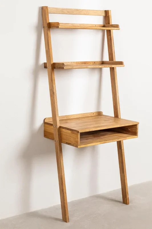 Escritorio con Estantería en Madera de Roble Zina Style Marrón Roble – SKLUM