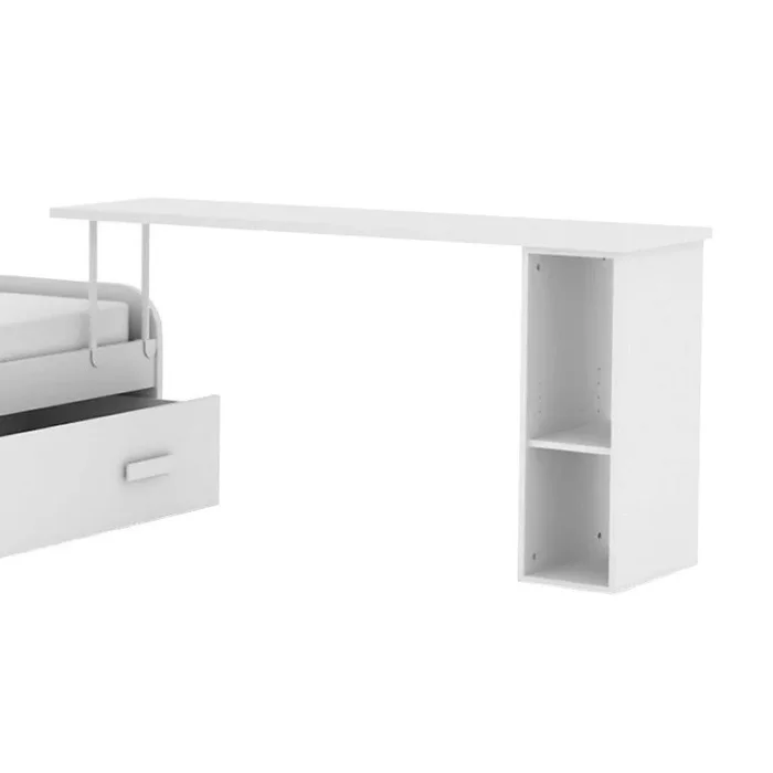 Escritorio soporte cama + estantería aglomerado blanco 76,5x150x45cm