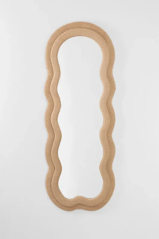 Espejo de Pared Tapizado (60×160 cm) Evelyn Borreguito Beige Crema – SKLUM