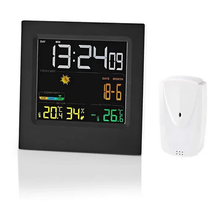 Estacion meteorologica con pantalla LCD a color 230V/3xAAA + 2xAA negro