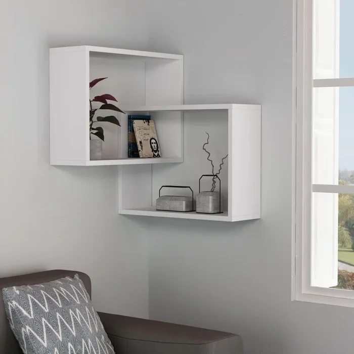Estante de esquina de pared RING 68×68 cm blanco