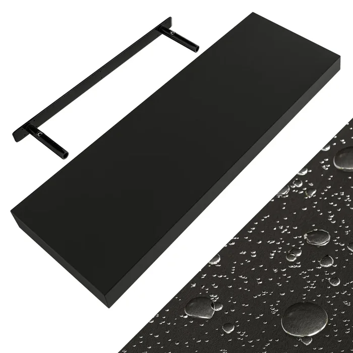 Estante de pared MDF negro 70cm incl soporte fijación