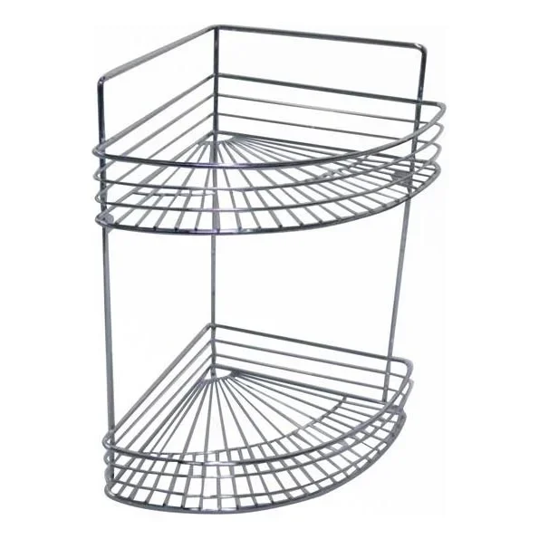 Estantería de pared de dos niveles para ducha 30,6×37,5 cm cromo brillante