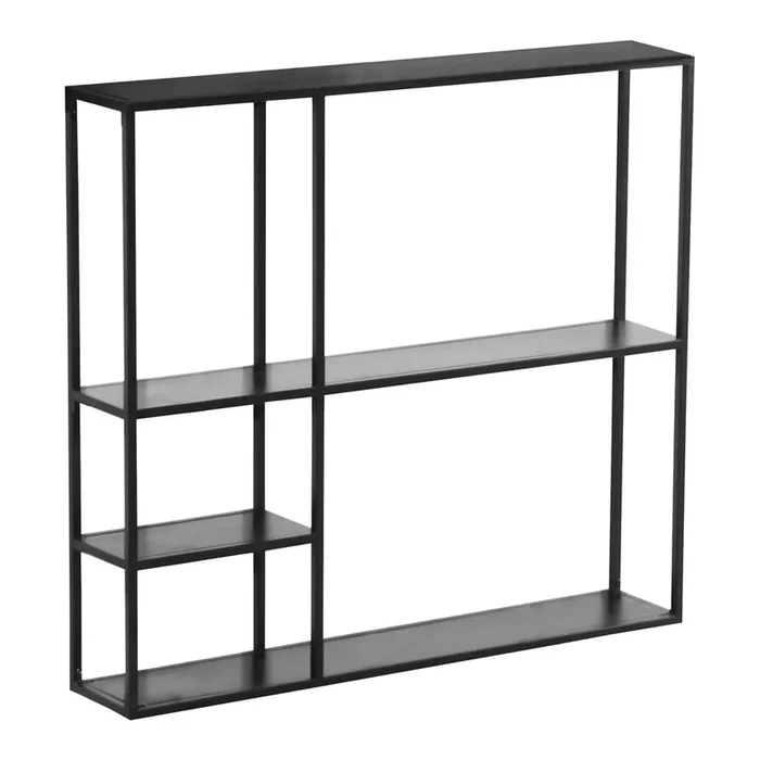 Estantería de pared Jämijärvi con 5 compartimentos abiertos acero 90 x 100 x 18 cm – Negro mate [en.casa]
