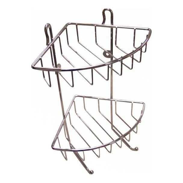 Estantería de pared para ducha de dos niveles 22,5×30 cm cromo brillante