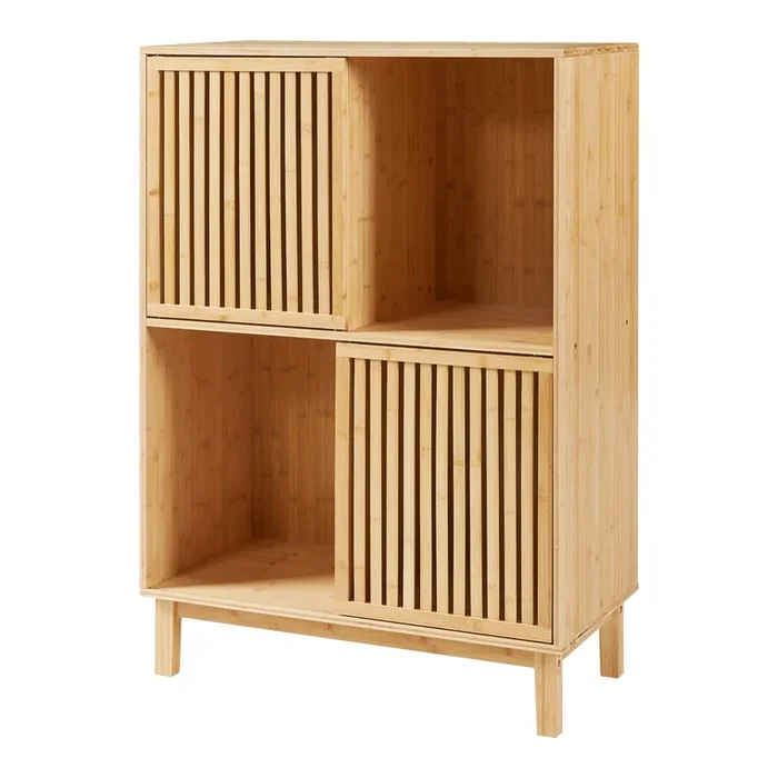 Estantería de pie Ypäjä con 4 compartimentos bambú 120x84x39cm – Natural [en.casa]