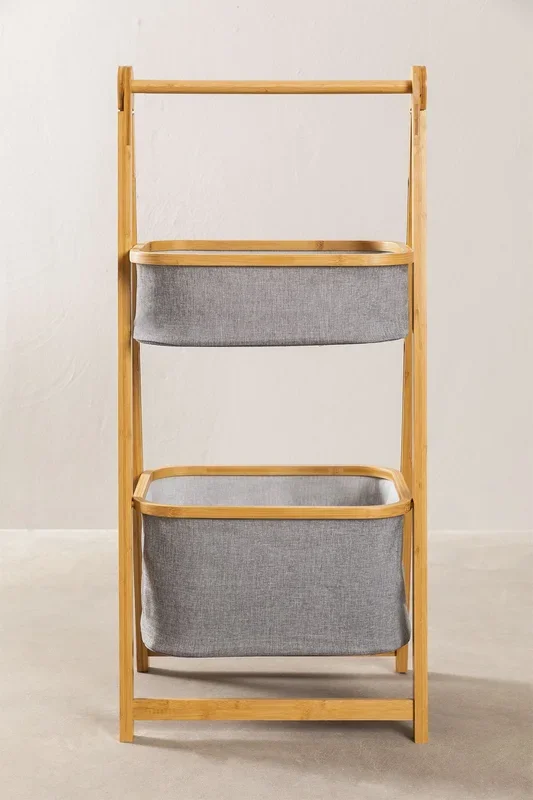 Estantería en Bambú con 2 Cestas Yvet Gris – SKLUM