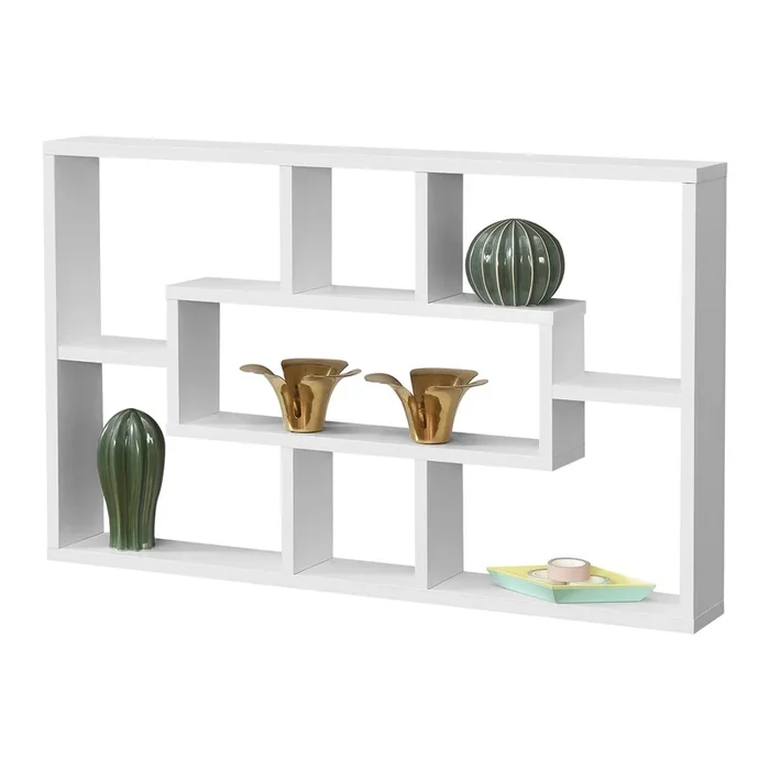 Estantería para Pared Qinngua con 7 Compartimientos – aglomerado 77 x 10 x 48 cm Blanco lacado mate [en.casa]