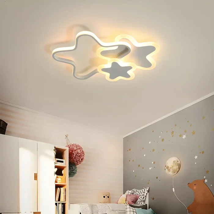 Estilo Infantil Luminaria de Techo LED de Acrílico Lámpara de Techo para Dormitorio de Niñas – 220 A 240 V Blanco 52,07 cm Atenuación continua Estrella