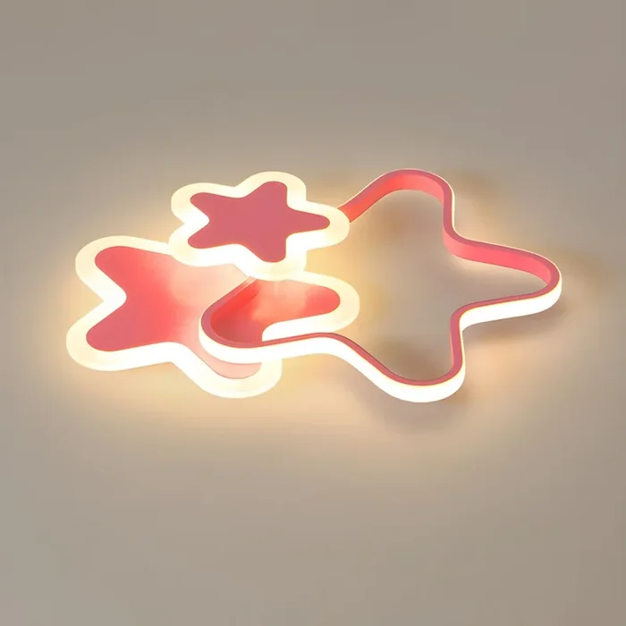 Estilo Infantil Luminaria de Techo LED de Acrílico Lámpara de Techo para Dormitorio de Niñas – 220 A 240 V Rosa 52,07 cm Atenuación continua Estrella