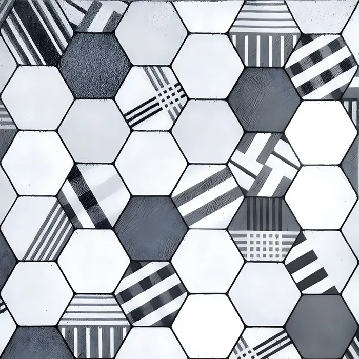 Estilo Marroquí Alfombra de Área PVC con Patrón de Azulejos Tapete Multicolor Lavable a Máquina para Corredor – Gris 100 x 120 cm