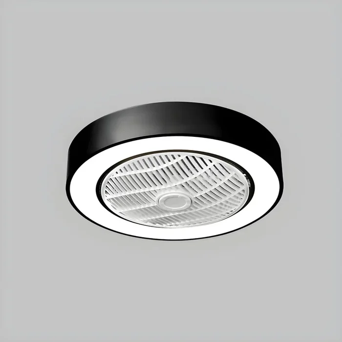 Estilo Minimalista Lámpara de Ventilador Circular para Sala 3 Hojas 21.5″ Ancho LED Iluminación Suspendida de Acrílico en Negro/Blanco