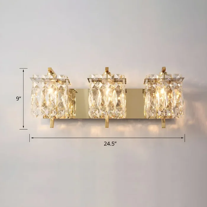 Estilo Moderno Luz de Pared de Metal Iluminación de Pared en Dorado con Sombra Bloque de Cristal Claro de Cubo – 220 A 240 V 3 Dorado