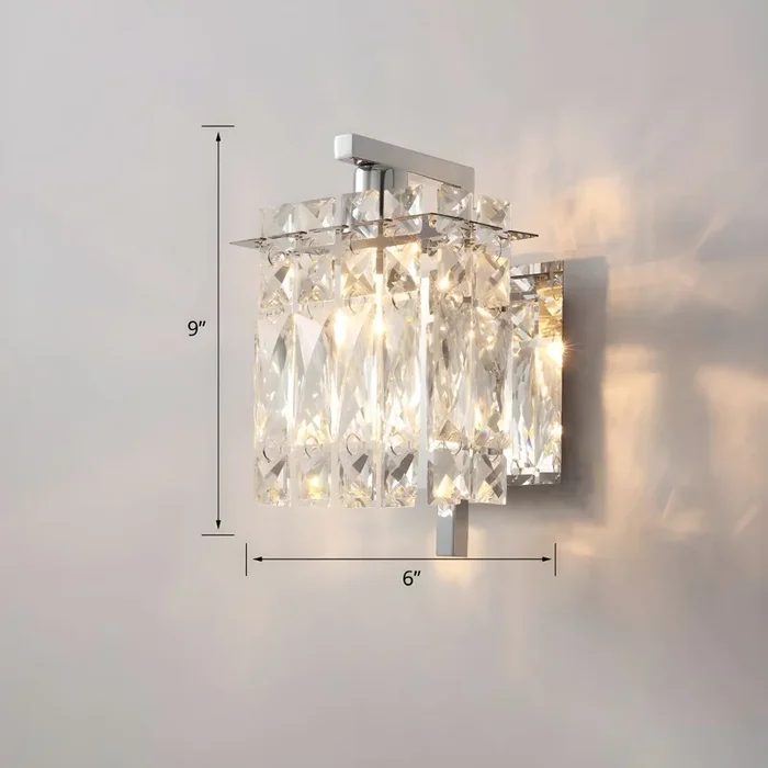 Estilo Moderno Luz de Pared de Metal Iluminación de Pared en Dorado con Sombra Bloque de Cristal Claro de Cubo – 220 A 240 V 1 Cromo