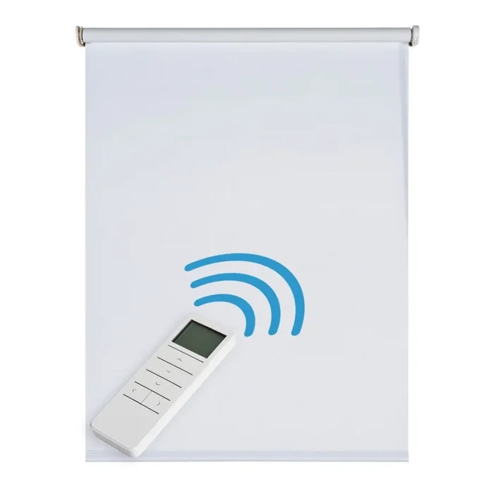 Estor Motorizado Opaco Estores enrollables Blackout Automático con batería, motor y mando Premium Blanco 100 x 250cm