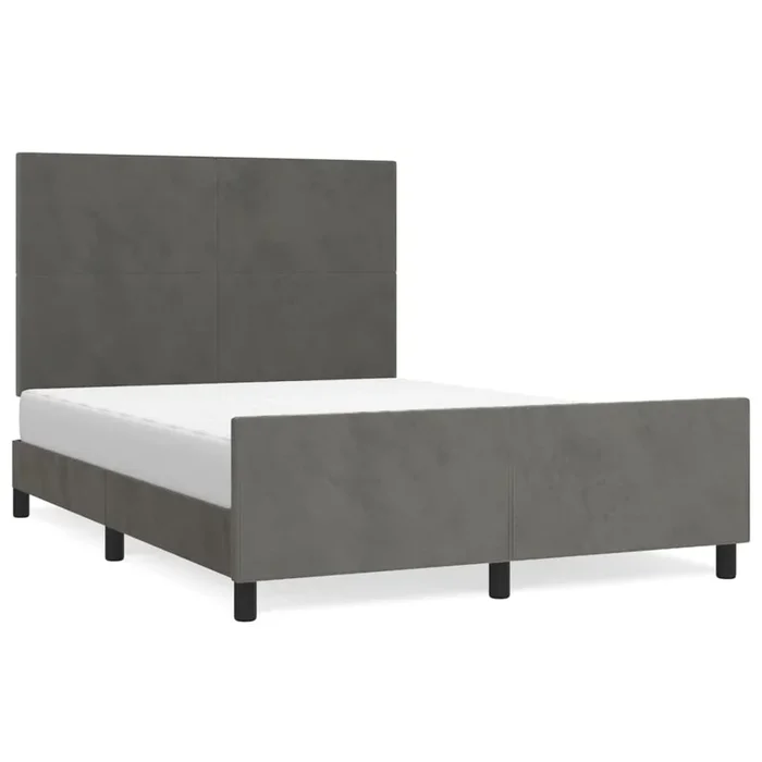 Estructura cama con cabecero terciopelo gris oscuro 140×190 cm Diseño plano