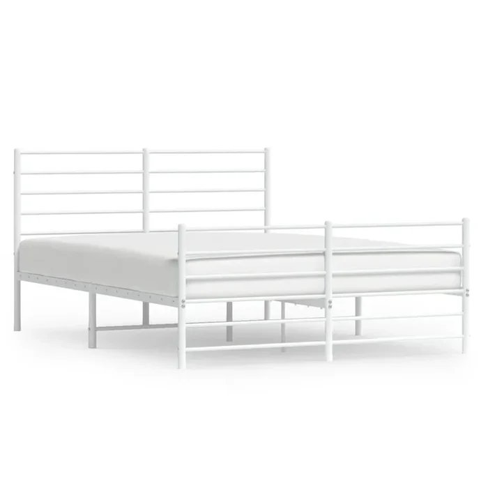 Estructura cama metal con cabecero y estribo blanco 160×200 cm con cabecero y pie de cama