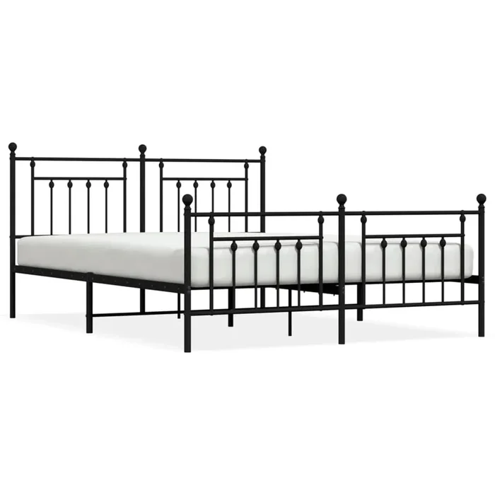 Estructura de cama cabecero y pie de cama metal negro 160x200cm con cabecero y pie de cama