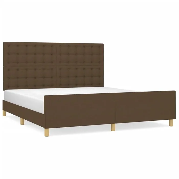 Estructura de cama con cabecero de tela marrón 160×200 cm Botones