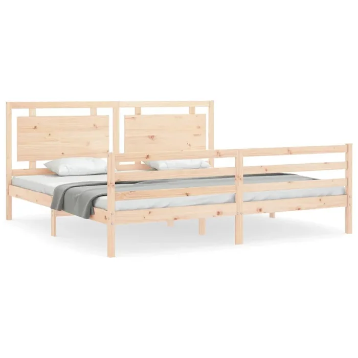 Estructura de cama con cabecero madera maciza 200×200 cm