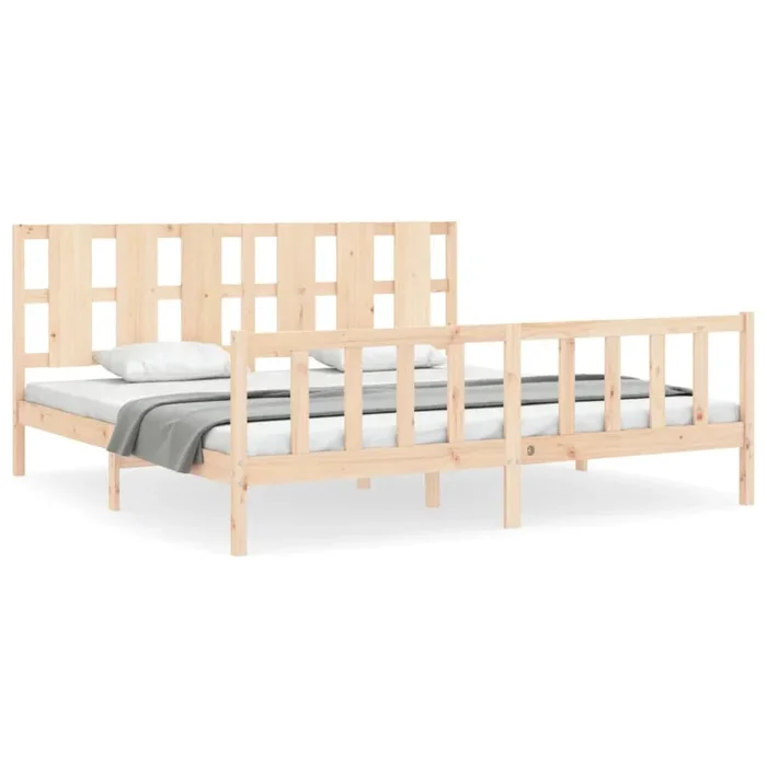 Estructura de cama con cabecero madera maciza 200×200 cm
