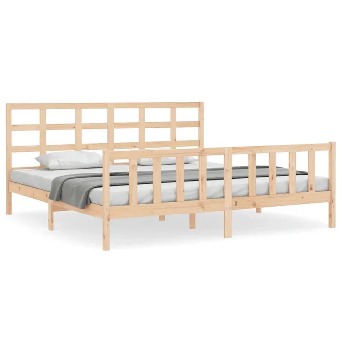 Estructura de cama con cabecero madera maciza 200×200 cm