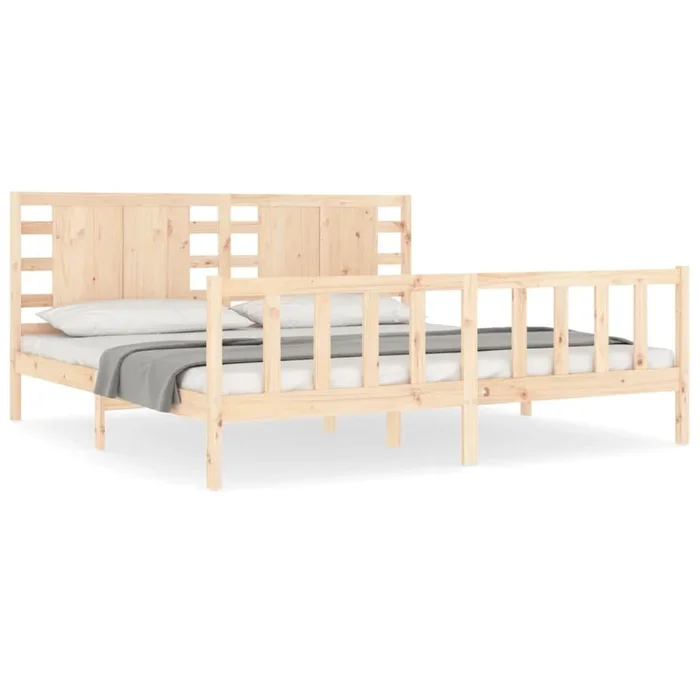 Estructura de cama con cabecero madera maciza 200×200 cm