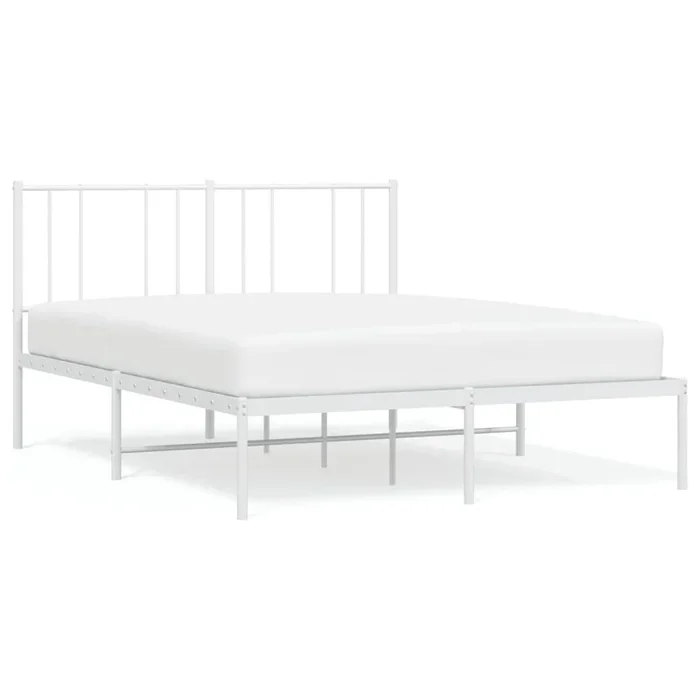 Estructura de cama con cabecero metal blanca 160×200 cm con cabecero