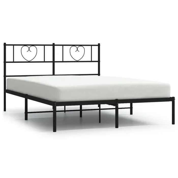 Estructura de cama con cabecero metal negro 160×200 cm con cabecero