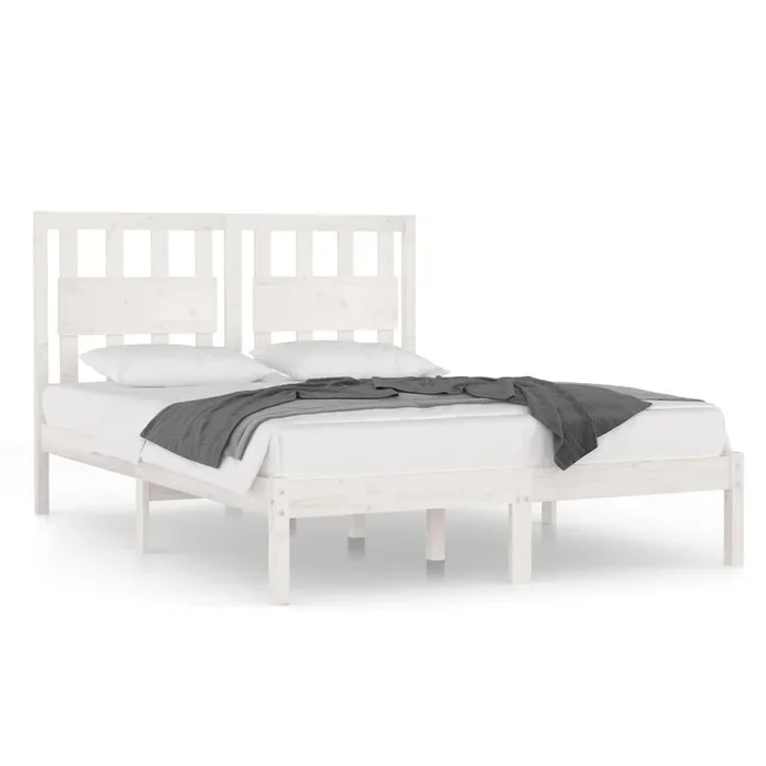 Estructura de cama de madera de pino maciza blanca 140×190 cm