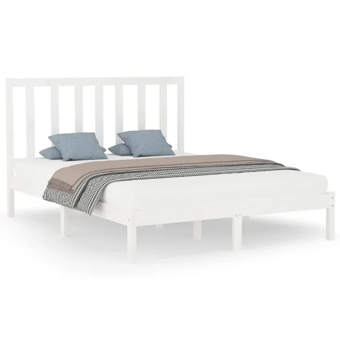 Estructura de cama de madera maciza blanca 160×200 cm