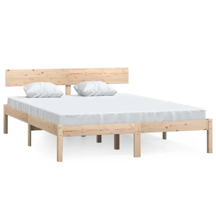 Estructura de cama de madera maciza de pino gris 160×200 cm
