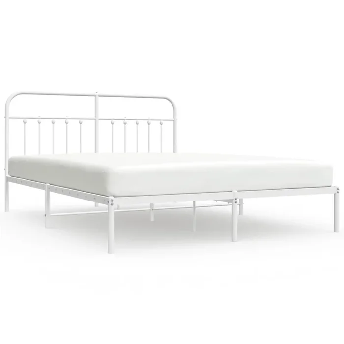 Estructura de cama de metal con cabecero blanco 180×200 cm con cabecero