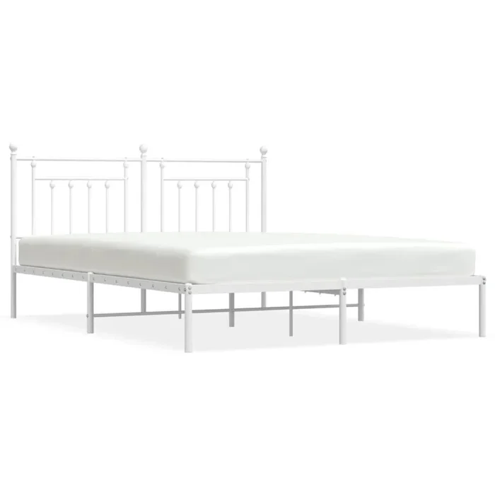 Estructura de cama de metal con cabecero blanco 180×200 cm con cabecero