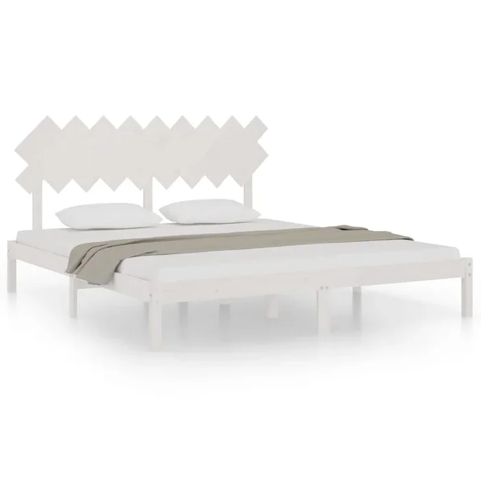 Estructura de cama madera maciza blanca Super King 180×200 cm