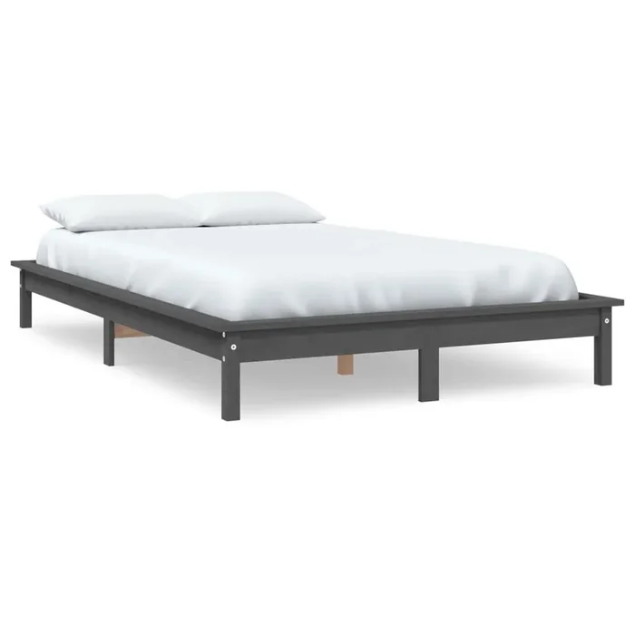 Estructura de cama madera maciza de pino gris 140×200 cm