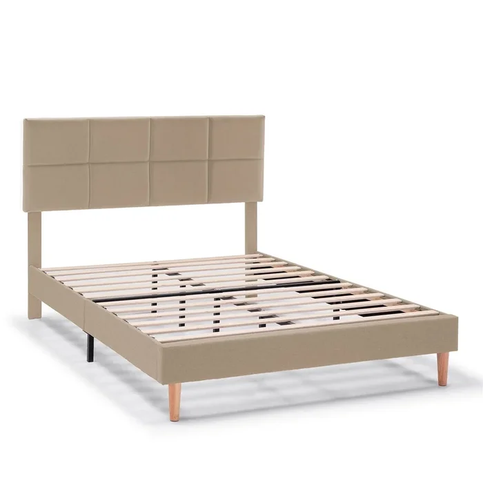 Estructura de cama tapizada Silvi de 30 cm, 140×190 cm, Beige