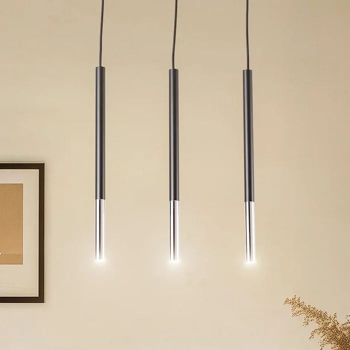 Euluna Thalassa Lámpara colgante 3 luces G9 negro/cromo longitudinal