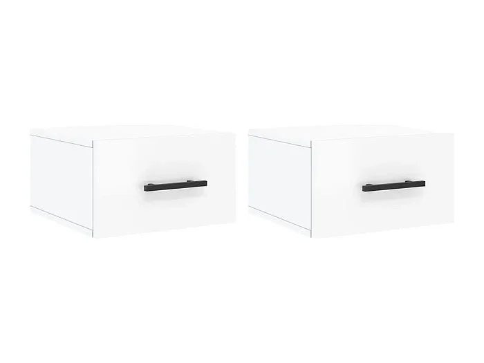Evelyn Marie Mesitas de noche de pared 2 uds blanco brillo 35x35x20 cm