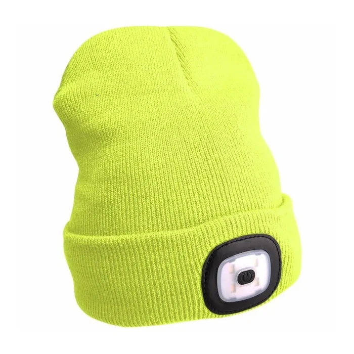 Extol – Gorra con linterna frontal y carga USB 300 mAh amarillo neón talla UNI