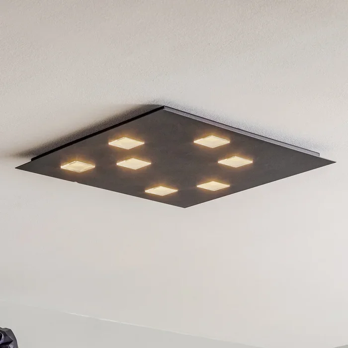 Fabbian Quarter – plafón LED negro, 7 luces
