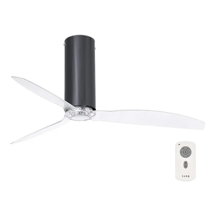 FARO 32035 – Ventilador de techo TUBE FAN negro/transparente d. 128 cm + control remoto